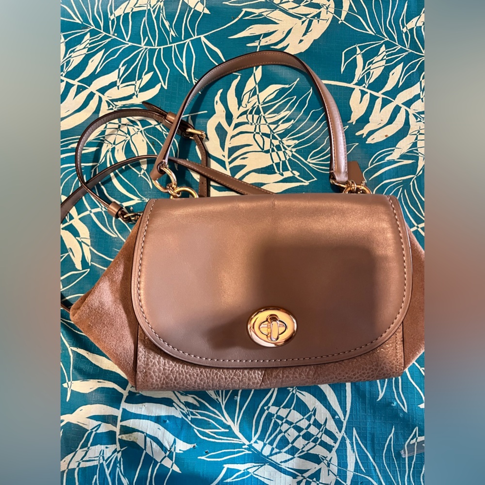 Coach Taupe Grey Turn Lock Bag